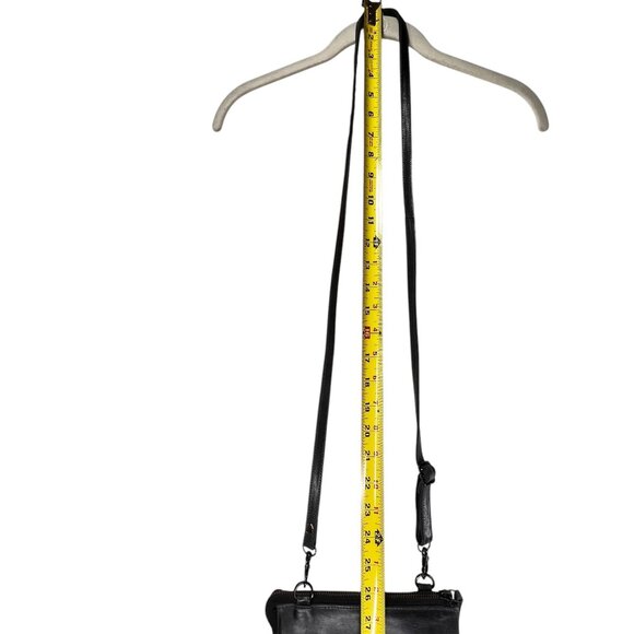 Carbon 2 Cobalt Black Leather Crossbody Purse Adjustable Strap Zipper Closure - Picture 10 of 10